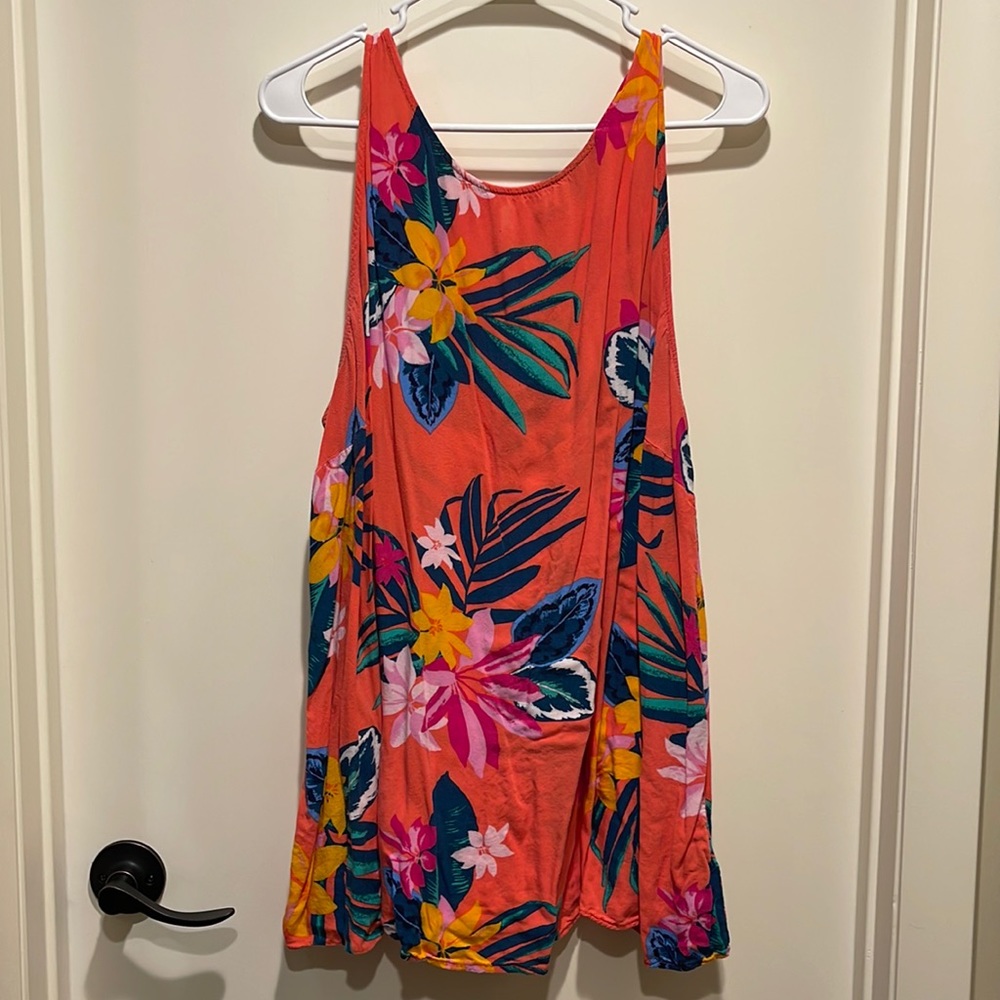 Old Navy orange tank top with floral design